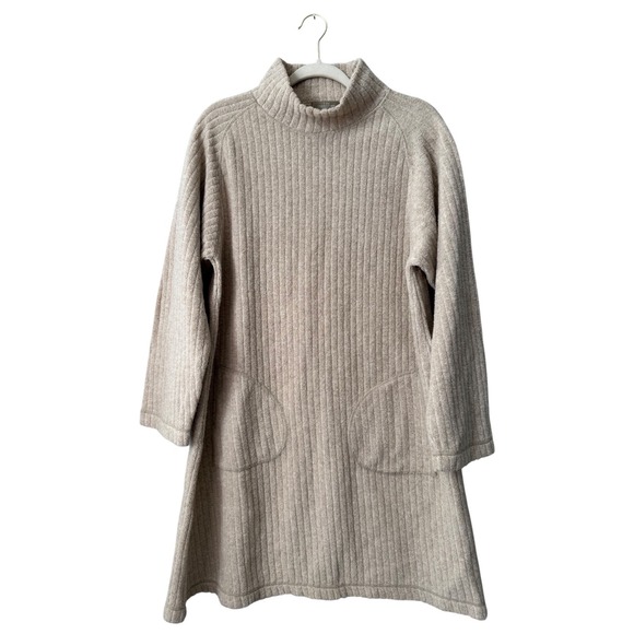 The Territory Ahead Lambswool Ribbed Sweater Dress Tunic Medium Quiet Luxury - Picture 6 of 7